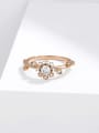 thumb Alloy Cubic Zirconia Flower Dainty Band Ring 2