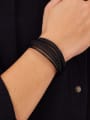 thumb Titanium Steel Artificial Leather Weave Hip Hop Strand Bracelet 1