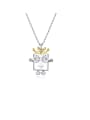 thumb 925 Sterling Silver With White Gold Plated Cute Robot Necklaces 1