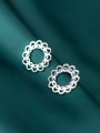 thumb 925 Sterling Silver With Platinum Plated Minimalist Hollow Flower Stud Earrings 0