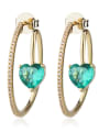 thumb Copper Cubic Zirconia Heart Luxury Hoop Earring 0