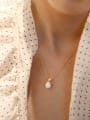 thumb Copper Imitation Pearl White  Water drop  Necklace 3
