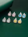 thumb Brass Cubic Zirconia Multi Color Geometric Dainty Stud Earring 1