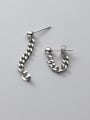 thumb 925 Sterling Silver Hollow Geometric Chain Vintage Drop Earring 2