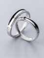 thumb 925 Sterling Silver Irregular Minimalist Couple Ring 0