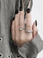 thumb 925 Sterling Silver Cats Eye Geometric Vintage Band Ring 3