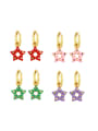 thumb Brass Multi Color Enamel Star Vintage Huggie Earring 0