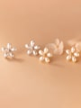 thumb 925 Sterling Silver Imitation Pearl Flower Cute Stud Earring 3