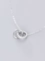 thumb 925 Sterling Silver Rhinestone Fashion Simple Hollow Diamond Round  Necklace 1
