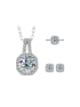thumb 925 Sterling Silver Moissanite  Luxury Square Earring Ring and Necklace Set 0
