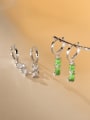 thumb 925 Sterling Silver Cats Eye Bamboo Vintage Huggie Earring 0