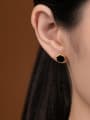 thumb 925 Sterling Silver Black Jade Geometric Minimalist Stud Earring 1