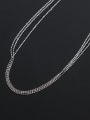 thumb 925 Sterling Silver Round Bead Chain Minimalist Multi Strand Necklace 2