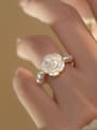 thumb 925 Sterling Silver Freshwater Pearl Flower Minimalist Band Ring 1