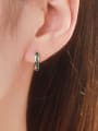 thumb 925 Sterling Silver Enamel Round Minimalist Huggie Earring 1