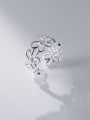thumb 925 Sterling Silver Hollow Flower Minimalist Band Ring 0