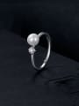 thumb 925 Sterling Silver Imitation Pearl Irregular Minimalist Moissanite Band Ring 2