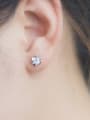 thumb 925 Sterling Silver Minimalist Cubic Zirconia  Flower  Stud Earring 1