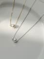 thumb 925 Sterling Silver Imitation Pearl Geometric Minimalist Necklace 3