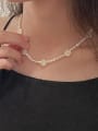 thumb 925 Sterling Silver Freshwater Pearl Flower Minimalist Beaded Necklace 1