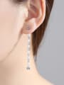 thumb Copper Imitation Pearl Tassel Trend Threader Earring 1