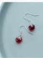 thumb 925 Sterling Silver  Red Ball Vintage Hook Earring 2