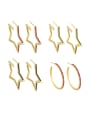 thumb Brass Cubic Zirconia Pentagram Vintage Huggie Earring 0