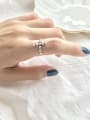 thumb 925 Sterling Silver Cross Vintage Free Size Bead Ring 0