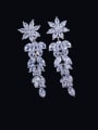 thumb Brass Cubic Zirconia Flower Luxury Cluster Earring 0
