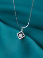 thumb 925 Sterling Silver Cubic Zirconia Black Simple square pendant  Necklace 1