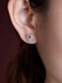 thumb 925 Sterling Silver Jade Heart Vintage Stud Earring 1