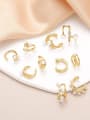 thumb Brass Imitation Pearl Geometric Minimalist Clip Earring 1