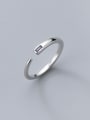 thumb 925 Sterling Silver Glass Stone Geometric Minimalist Band Ring 0