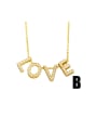 thumb Brass Cubic Zirconia Simple LOVE letters Necklace 2