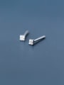thumb 925 Sterling Silver Cubic Zirconia Square Minimalist Stud Earring 0