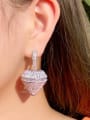 thumb Brass Cubic Zirconia Heart Luxury Drop Earring 1