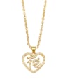thumb Brass Cubic Zirconia Letter Vintage  Heart Pendant Necklace 2