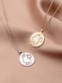 thumb 925 Sterling Silver Minimalist Portrait Round card Pendant Necklace 0