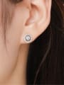 thumb 925 Sterling Silver Cubic Zirconia Round Classic Stud Earring 1