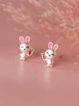 thumb 925 Sterling Silver Enamel Rabbit Cute Stud Earring 0