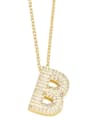 thumb Brass Cubic Zirconia Letter Trend Necklace 2