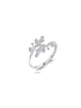 thumb 925 Sterling Silver Cubic Zirconia Leaf Cute Band Ring 2