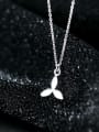 thumb 925 sterling silver simple smooth Flower Pendant Necklace 1