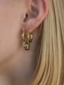 thumb Brass Glass Stone Geometric Minimalist Stud Earring 2