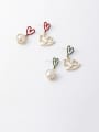 thumb Zinc Alloy Imitation Pearl White Heart Cute Drop Earrings 1