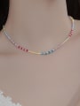 thumb 925 Sterling Silver Bead Multi Color Round Minimalist Necklace 1