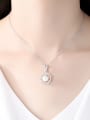 thumb 925 Sterling Silver 3A Zircon Freshwater Pearl Pendant Necklace 1