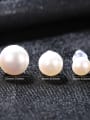 thumb 925 Sterling Silver Freshwater Pearl Round Minimalist Stud Earring 1