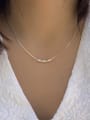 thumb 925 Sterling Silver Minimalist Olive Bead Snake Bone Chain Necklace 3