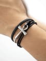 thumb Titanium Steel Artificial Leather Weave Minimalist Strand Bracelet 1